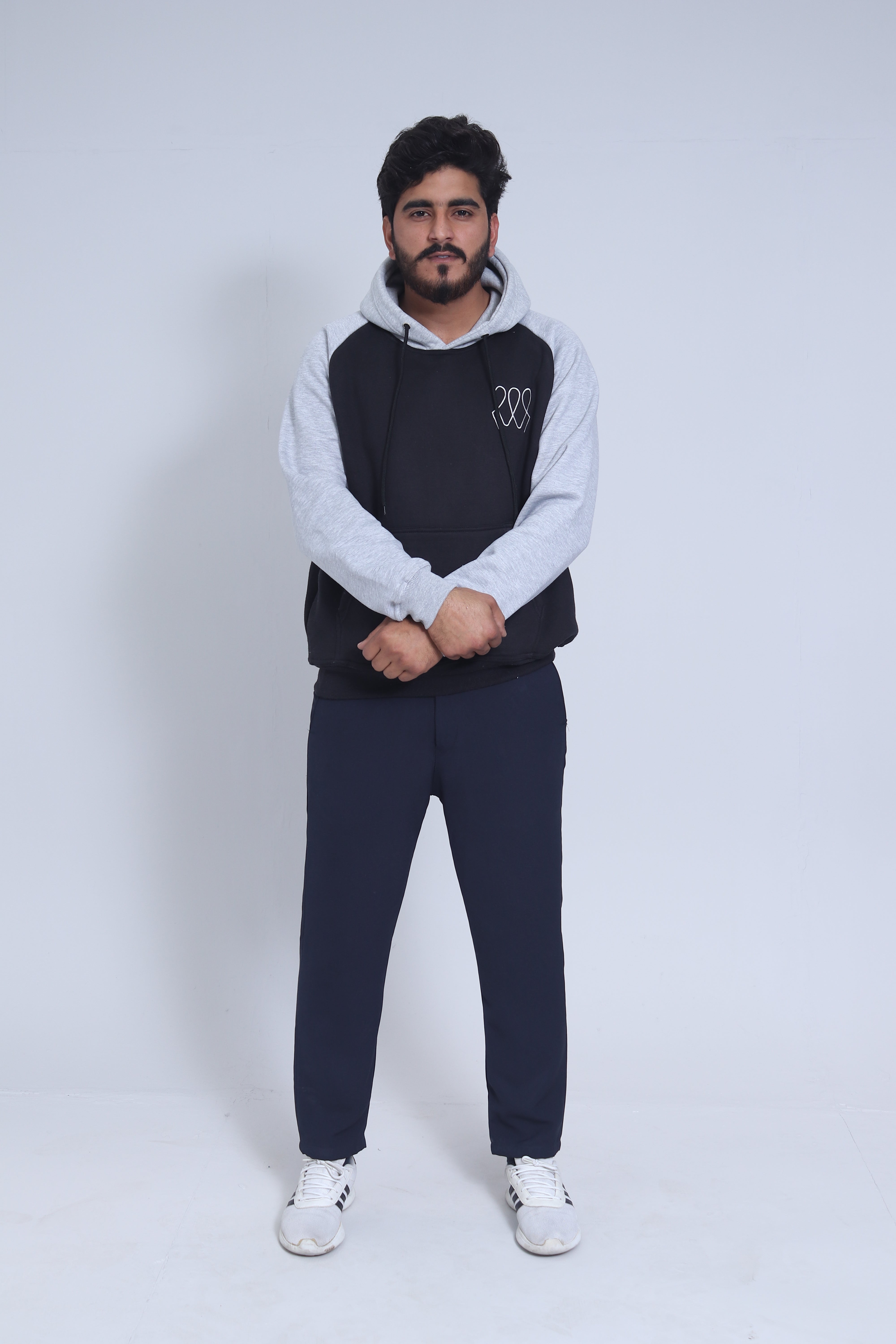 Pullover Hoodie – Light Grey & Black Ashwear Classic Unisex