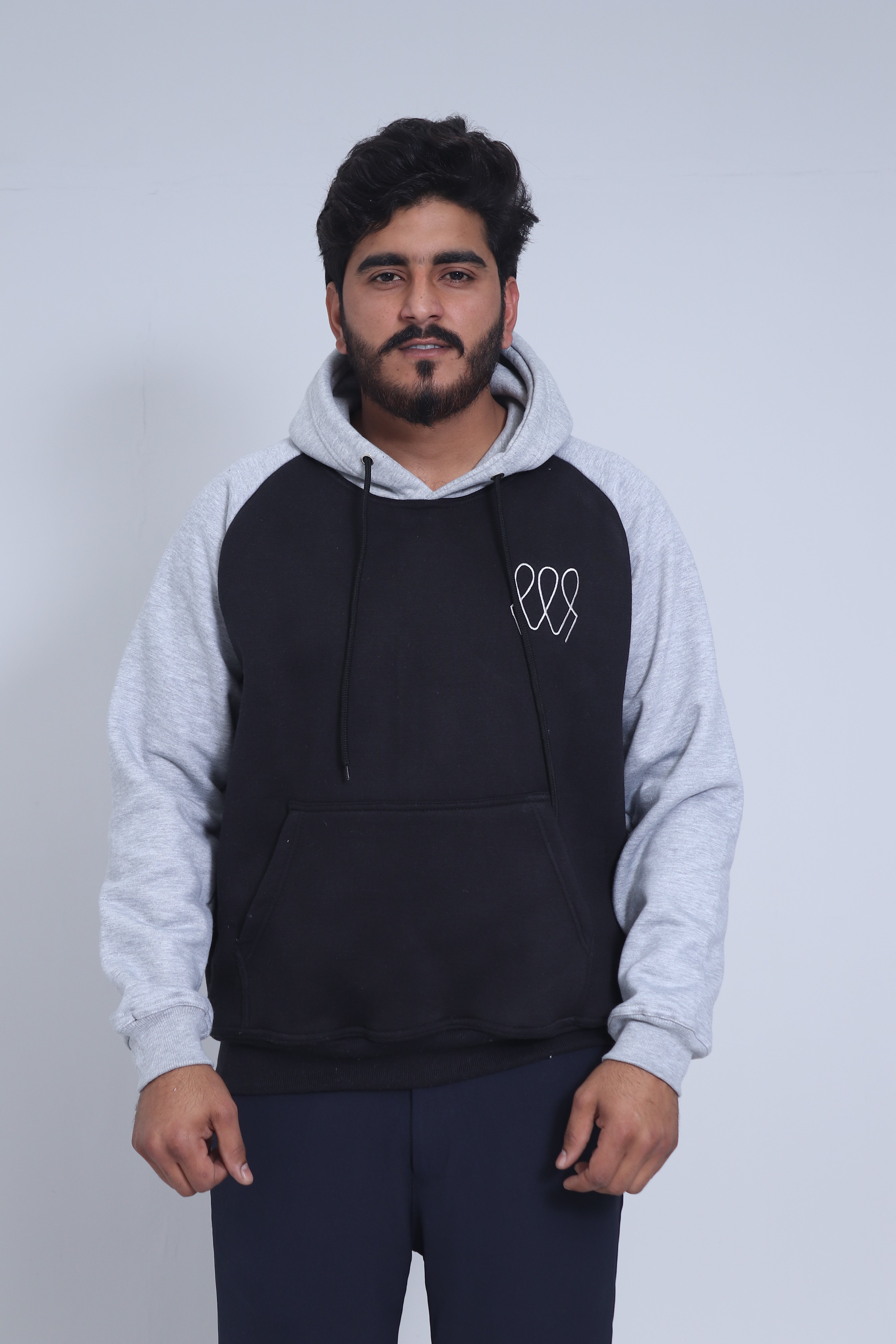 Pullover Hoodie – Light Grey & Black Ashwear Classic Unisex