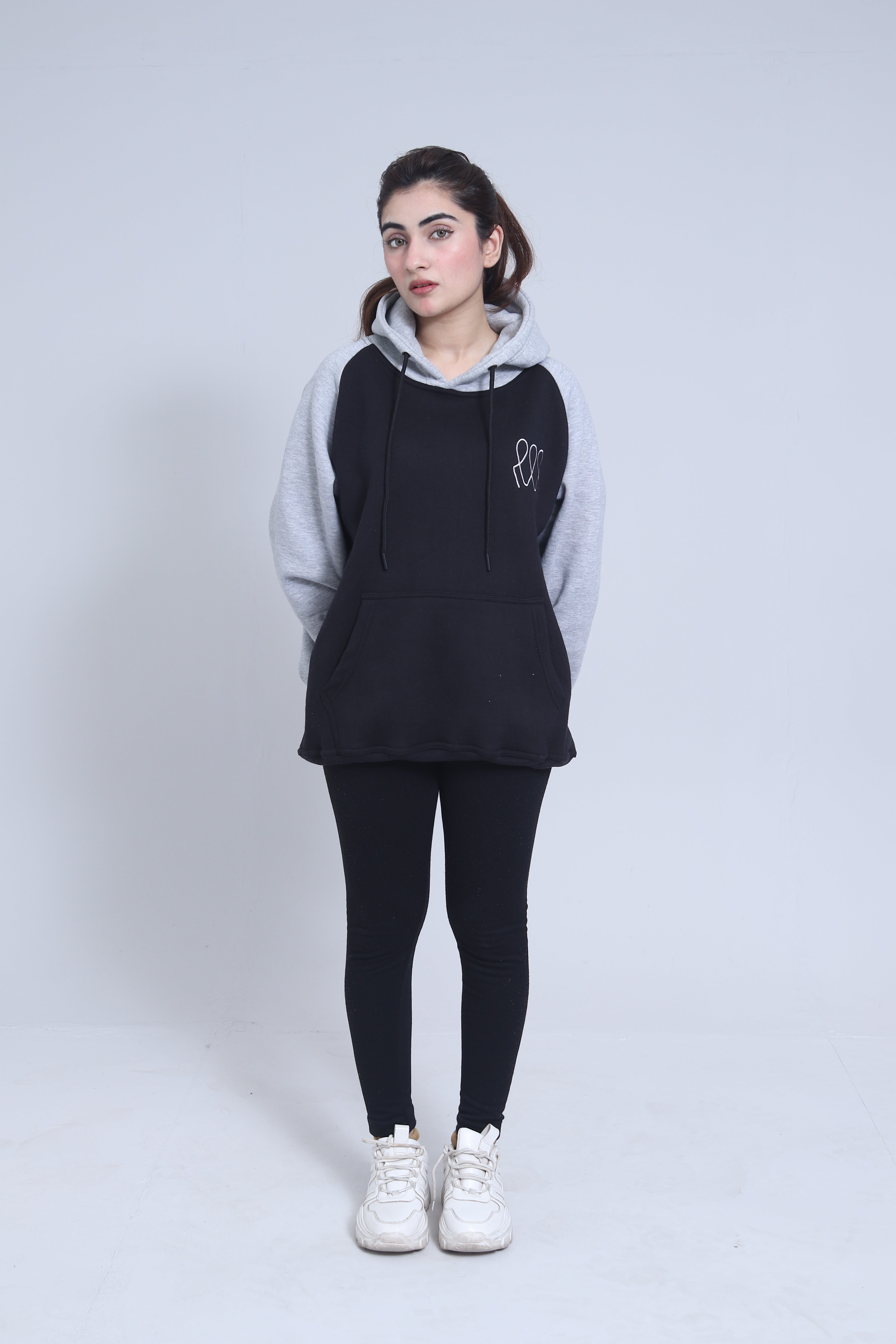 Pullover Hoodie – Light Grey & Black Ashwear Classic Unisex