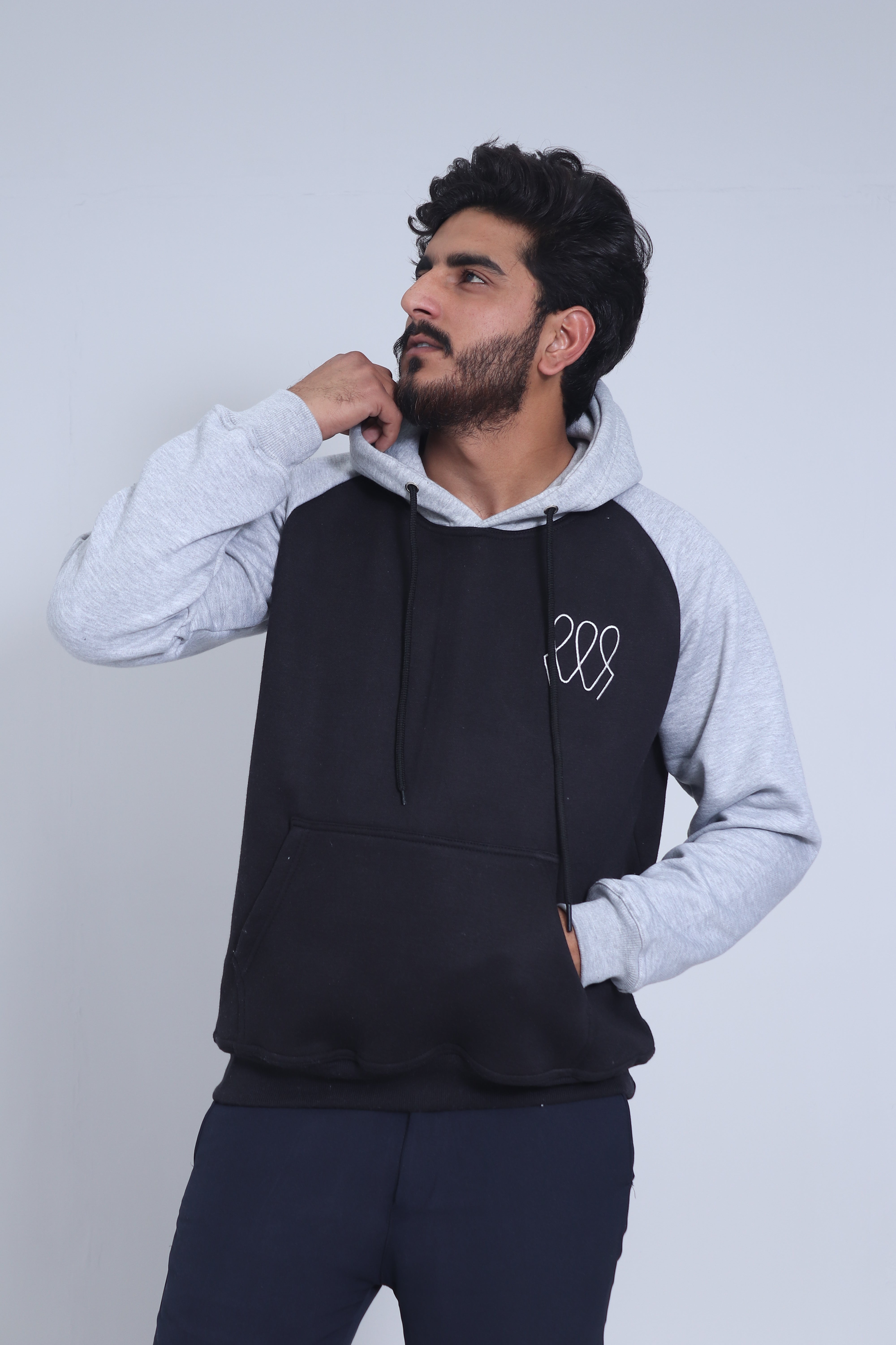 Pullover Hoodie – Light Grey & Black Ashwear Classic Unisex