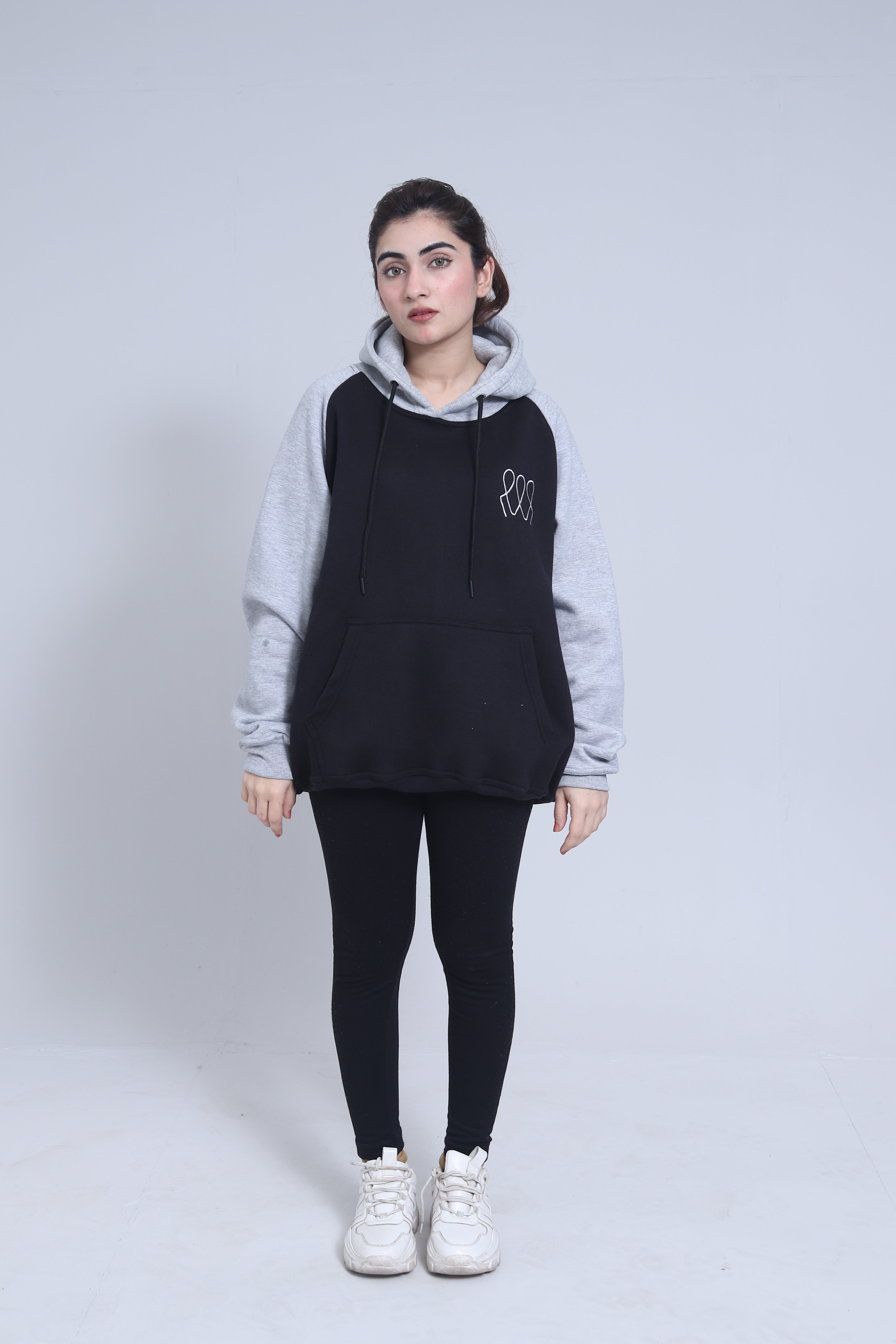 Pullover Hoodie – Light Grey & Black Ashwear Classic Unisex