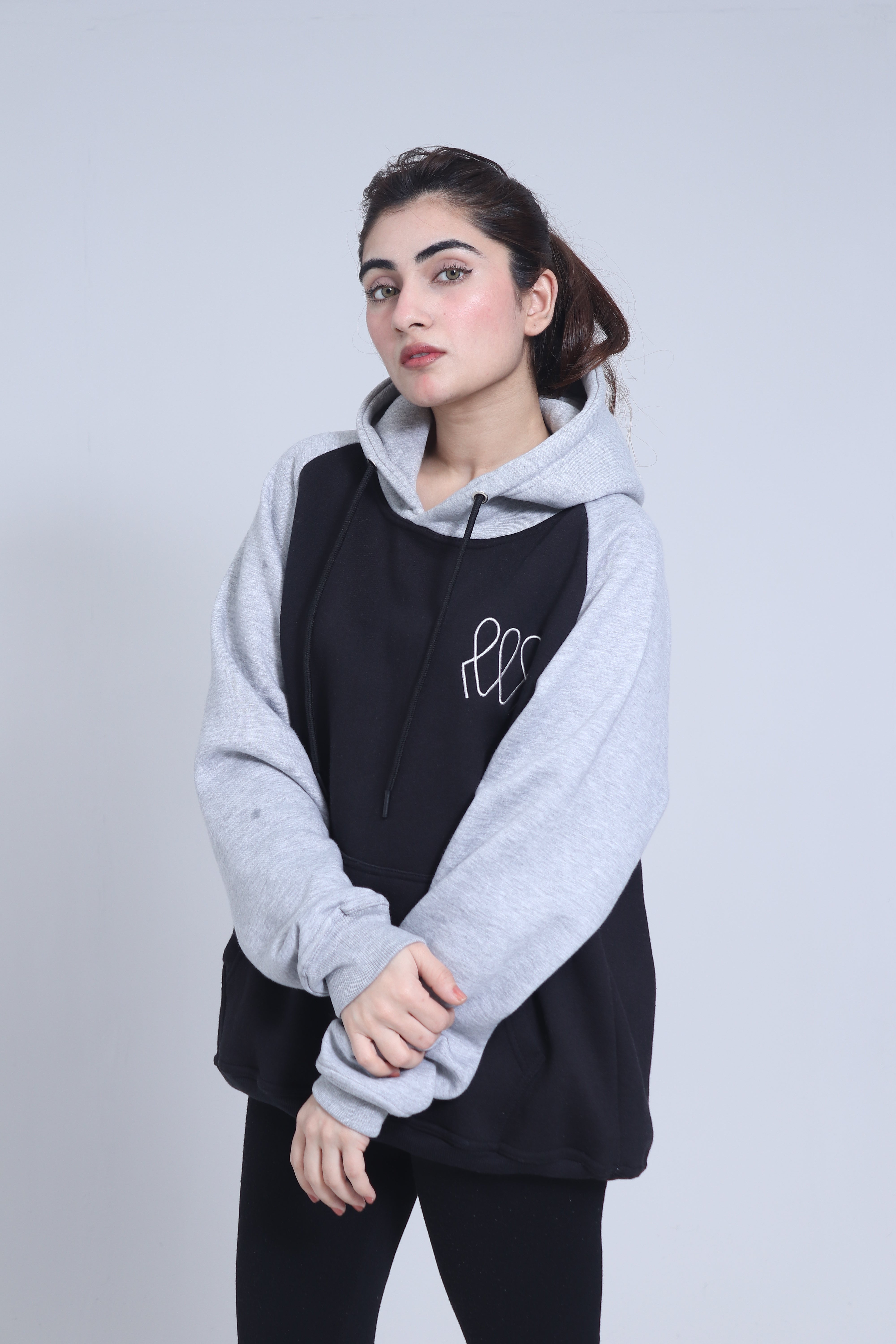 Pullover Hoodie – Light Grey & Black Ashwear Classic Unisex