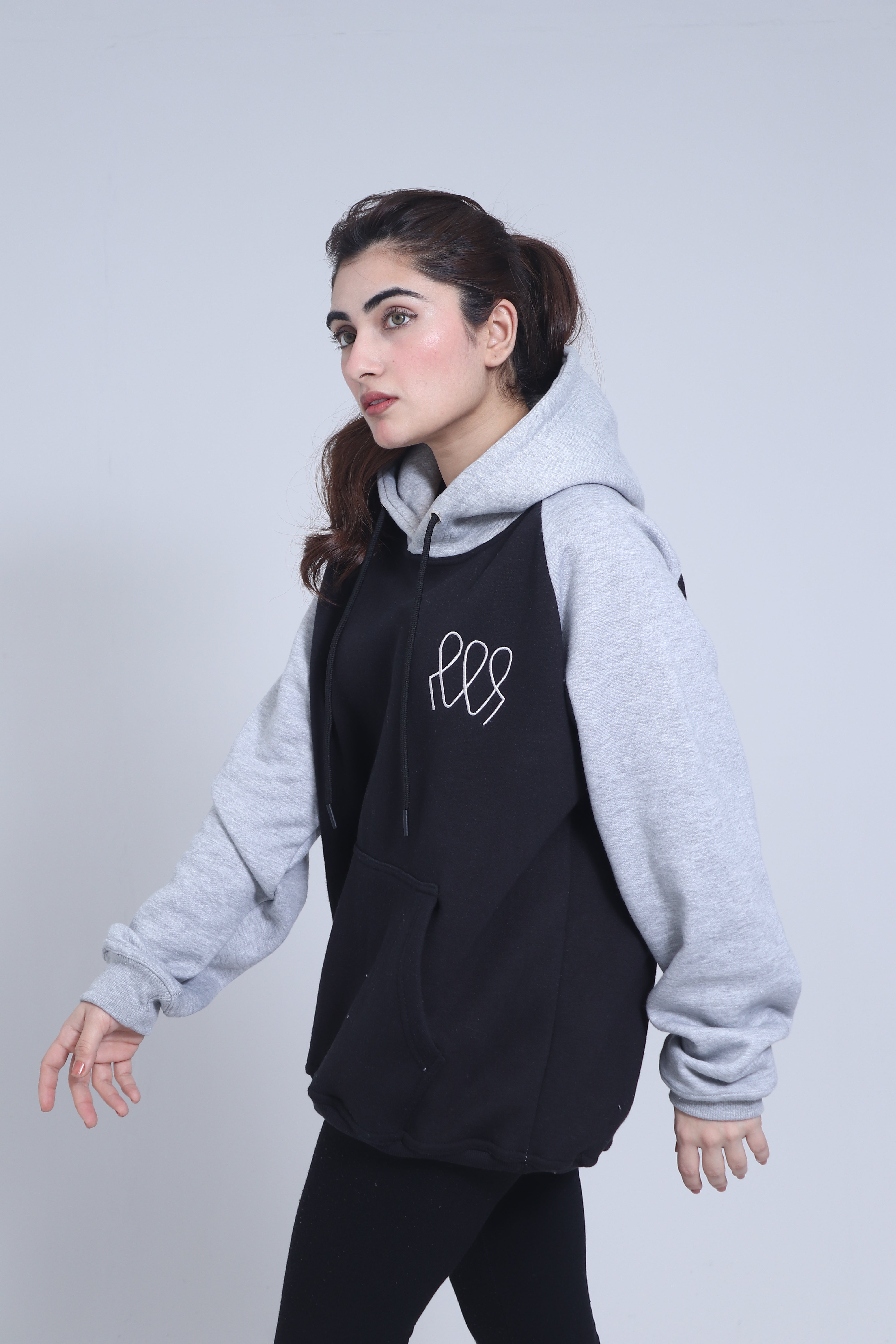 Pullover Hoodie – Light Grey & Black Ashwear Classic Unisex