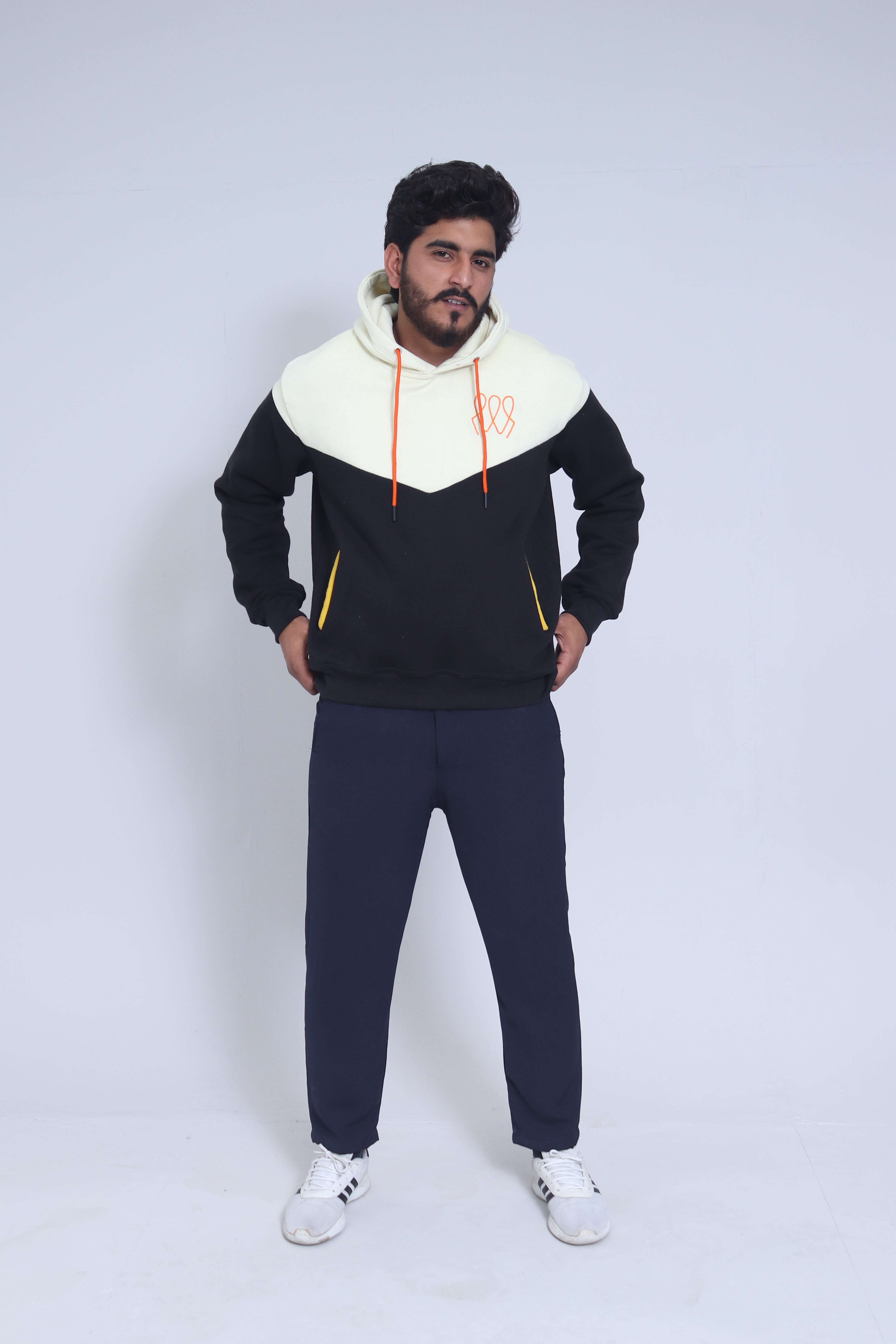 Ashwear Unisex Pullover - Black & Cream Hoodie