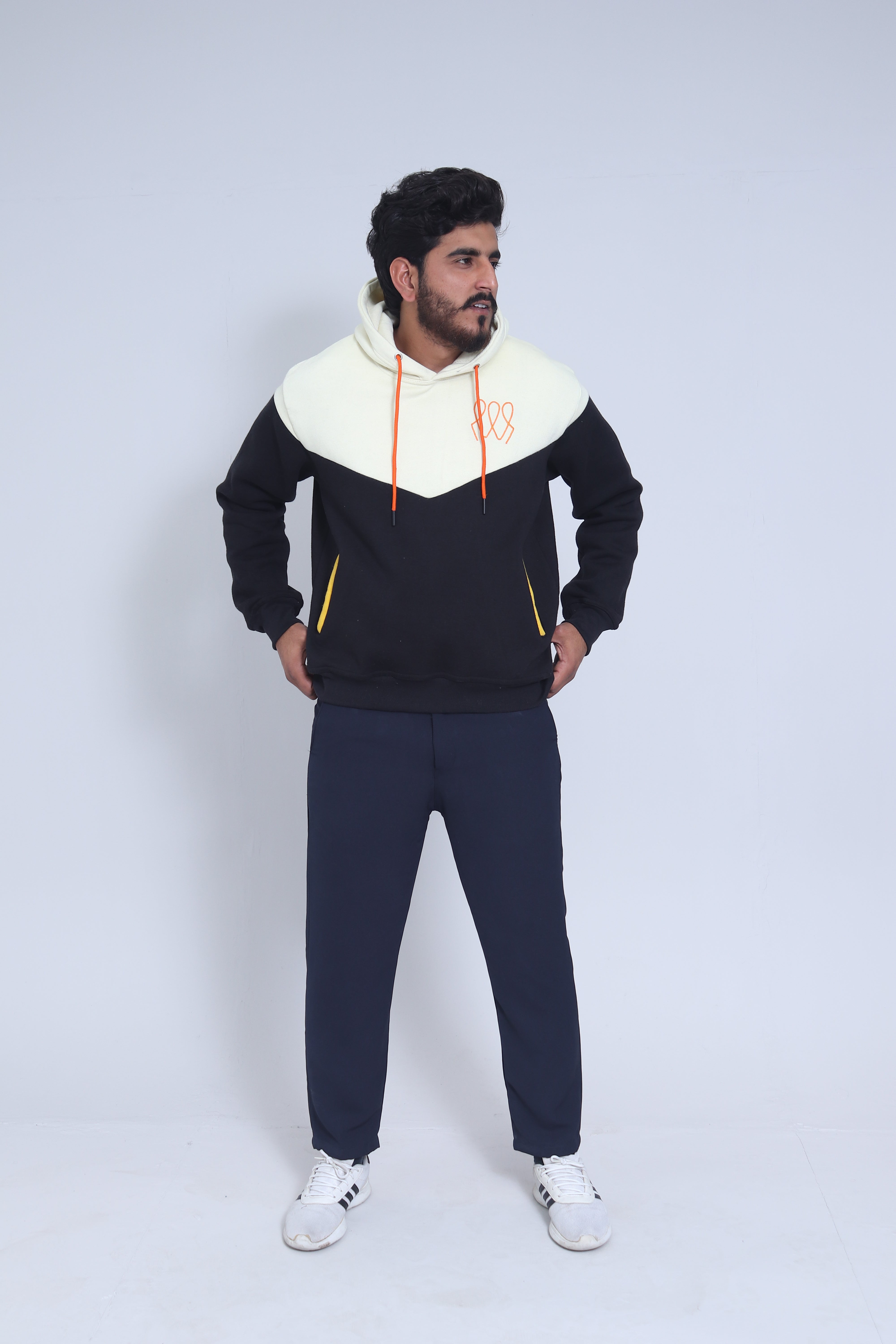 Ashwear Unisex Pullover - Black & Cream Hoodie