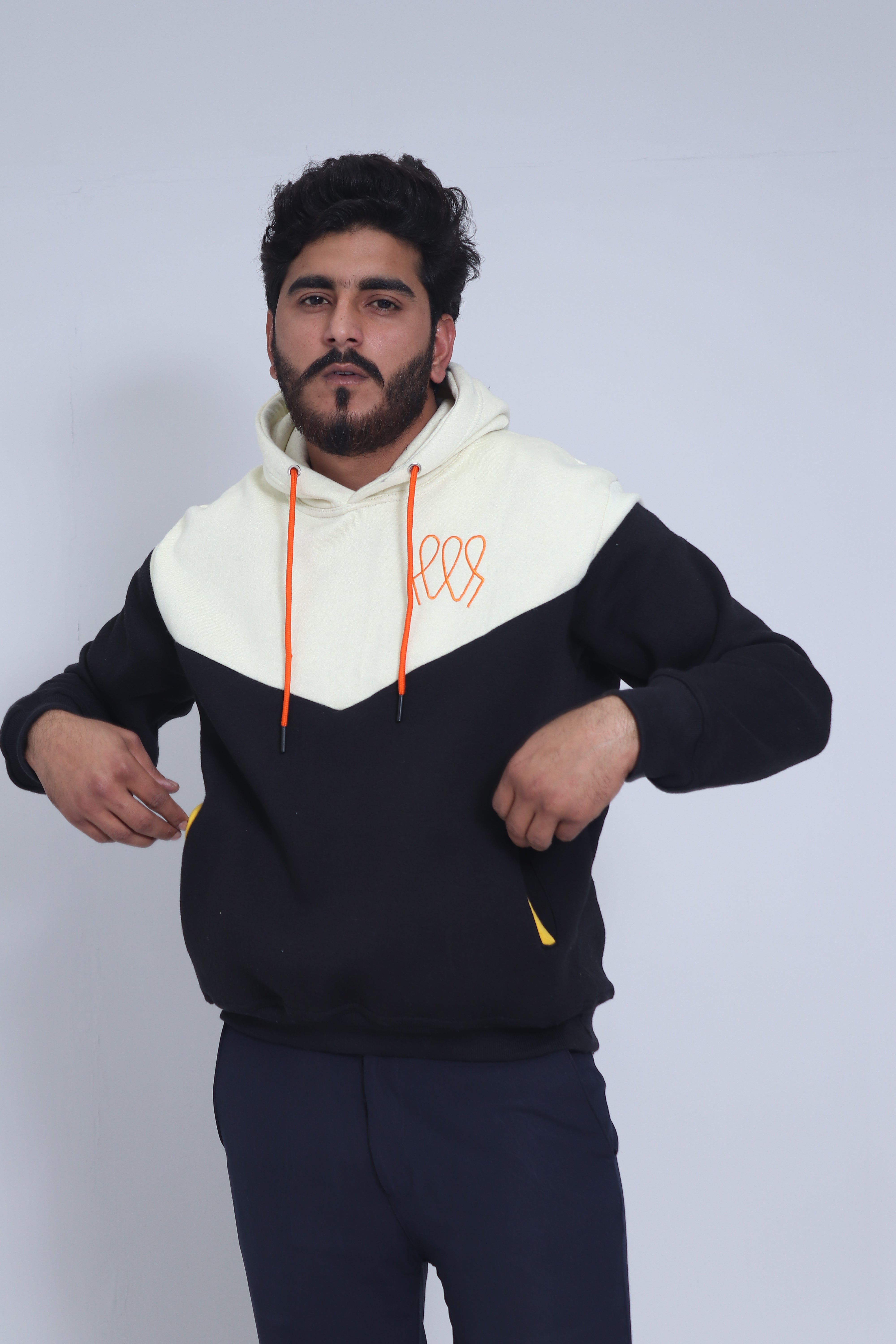 Ashwear Unisex Pullover - Black & Cream Hoodie