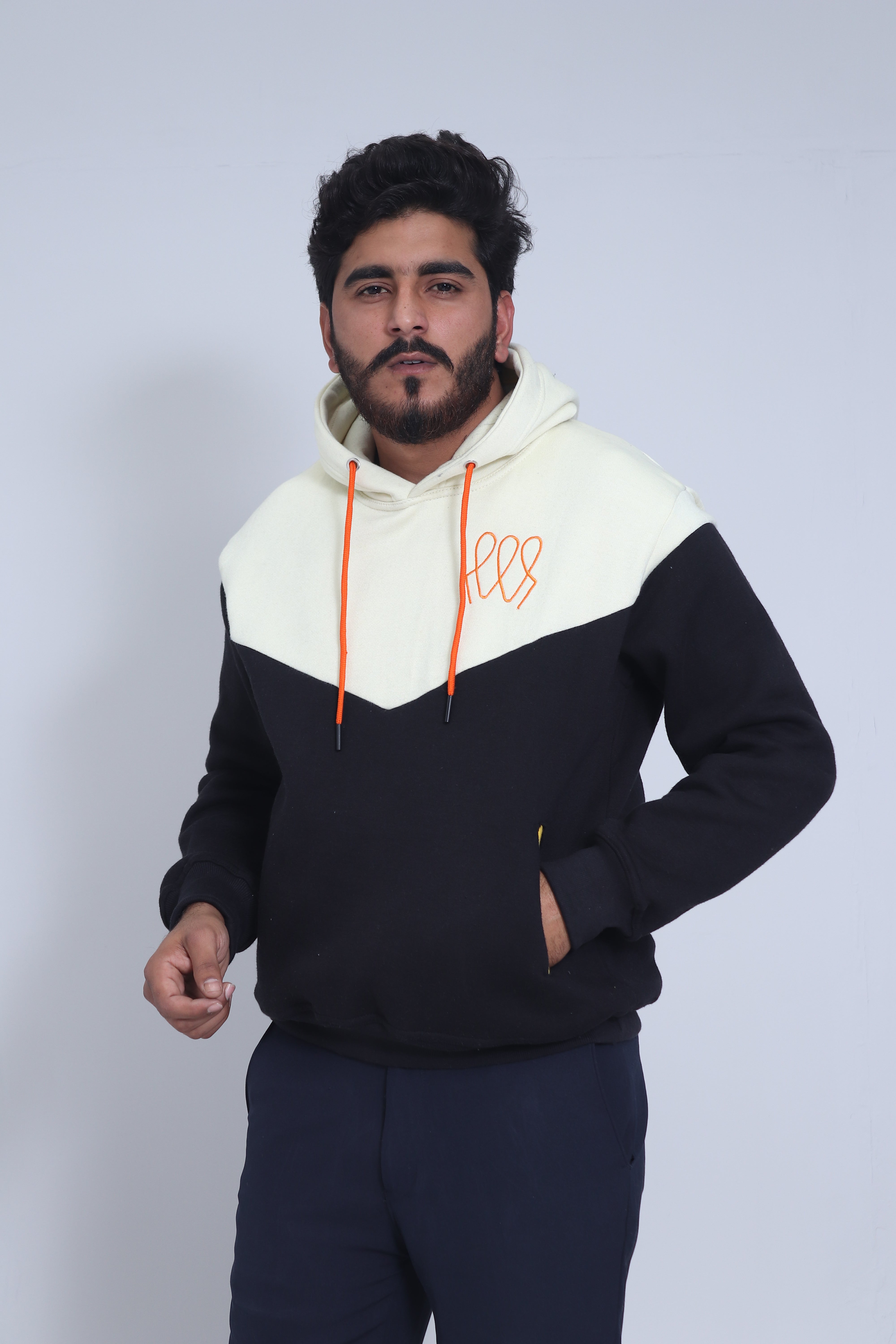Ashwear Unisex Pullover - Black & Cream Hoodie