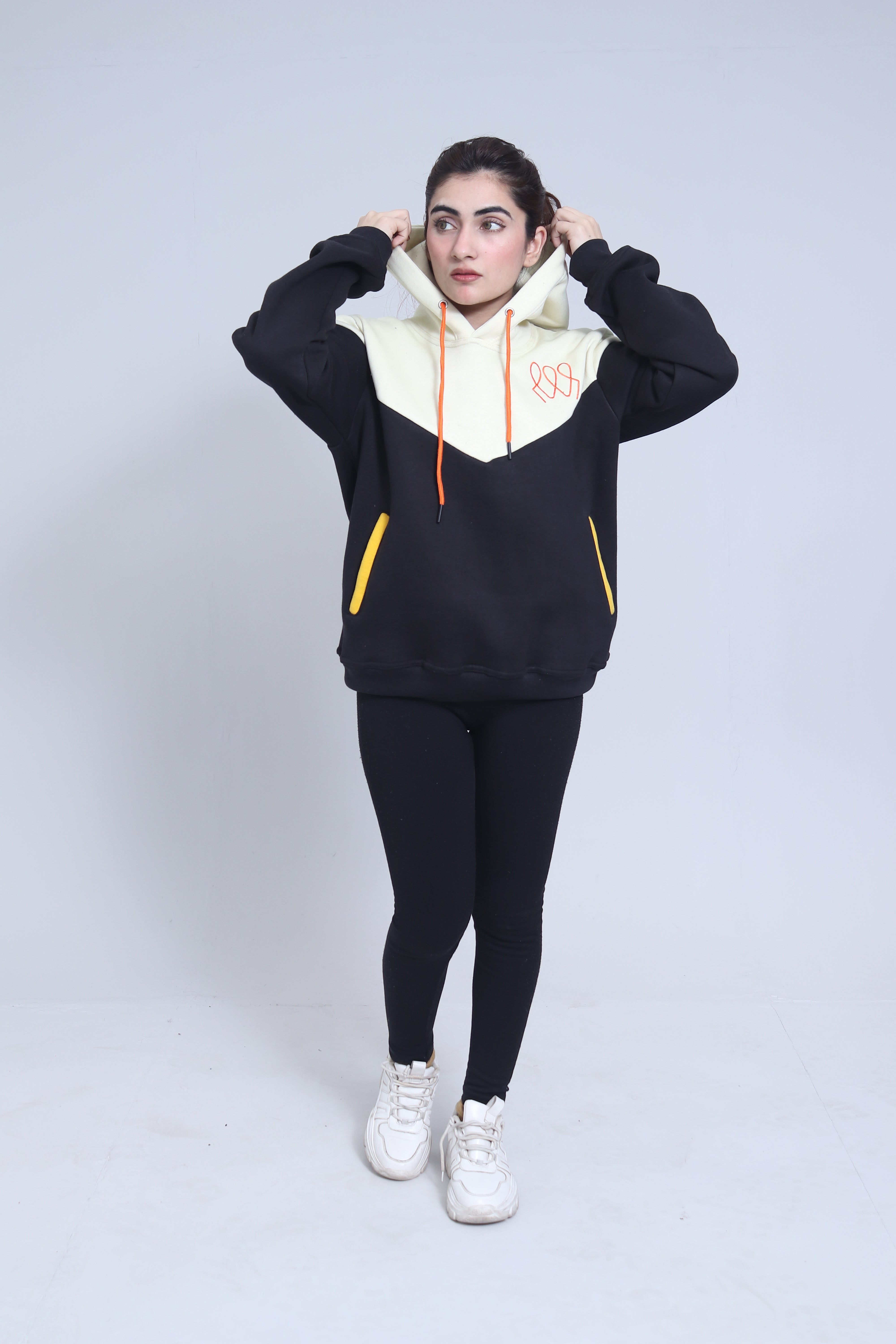Ashwear Unisex Pullover - Black & Cream Hoodie