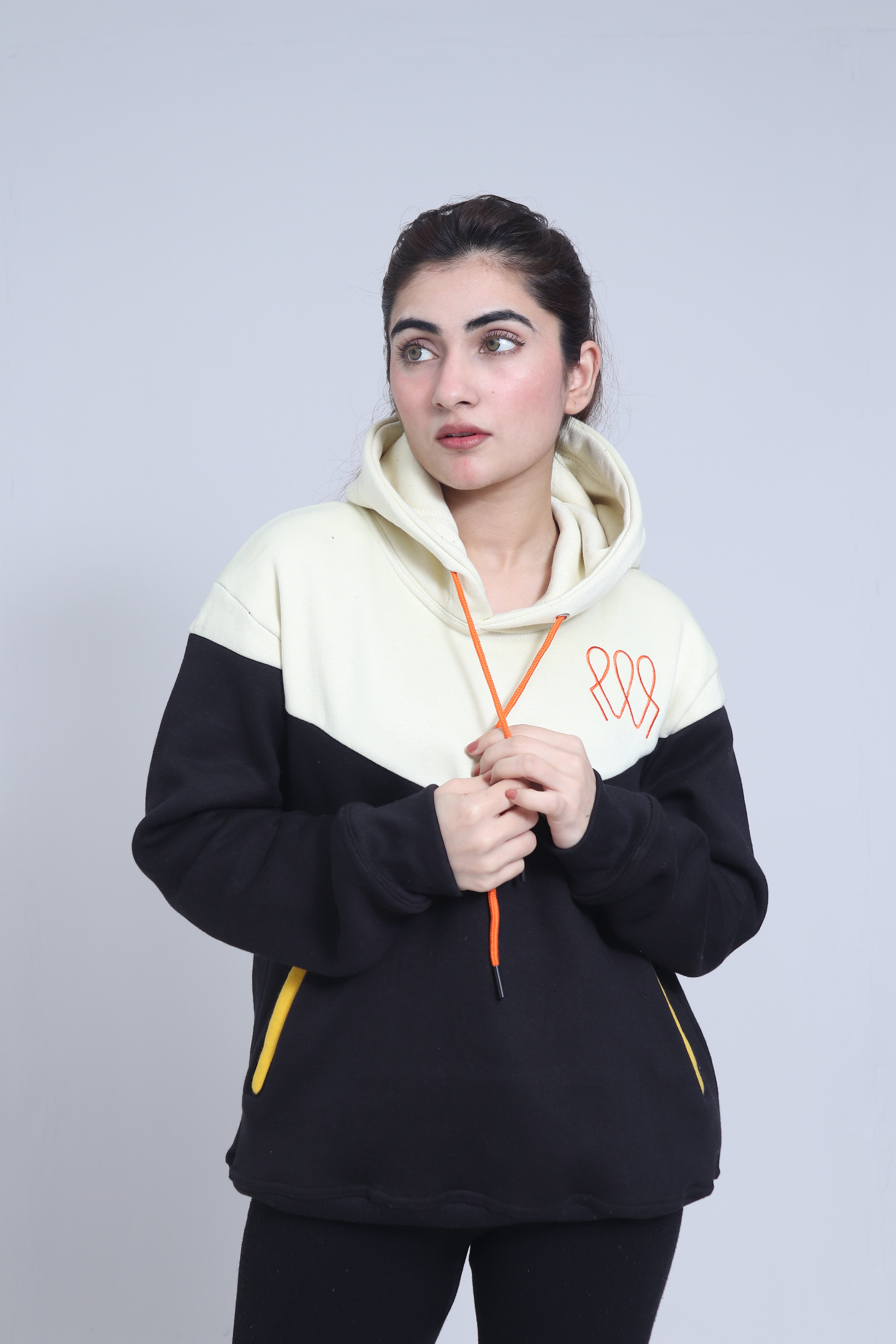 Ashwear Unisex Pullover - Black & Cream Hoodie