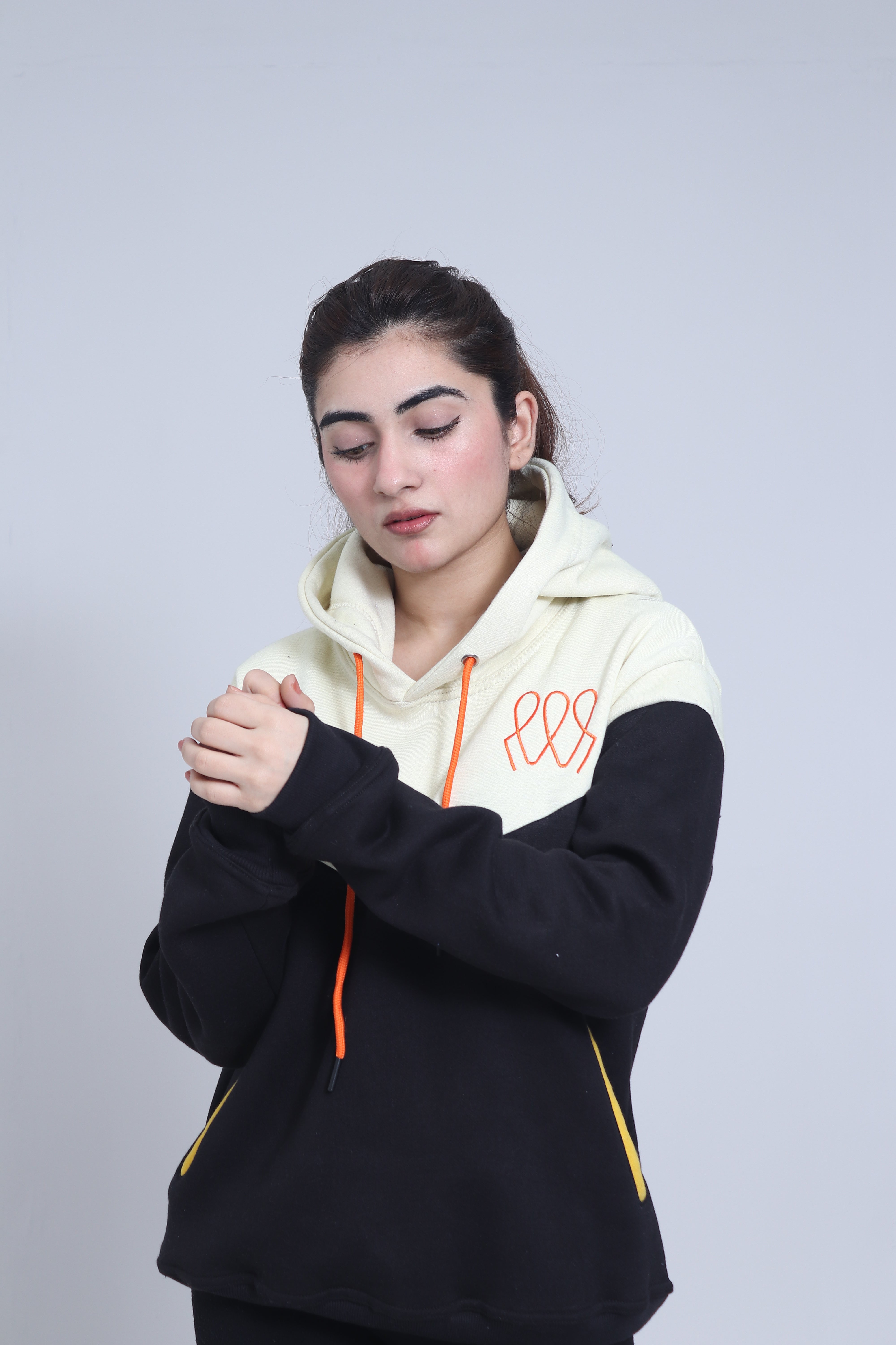 Ashwear Unisex Pullover - Black & Cream Hoodie