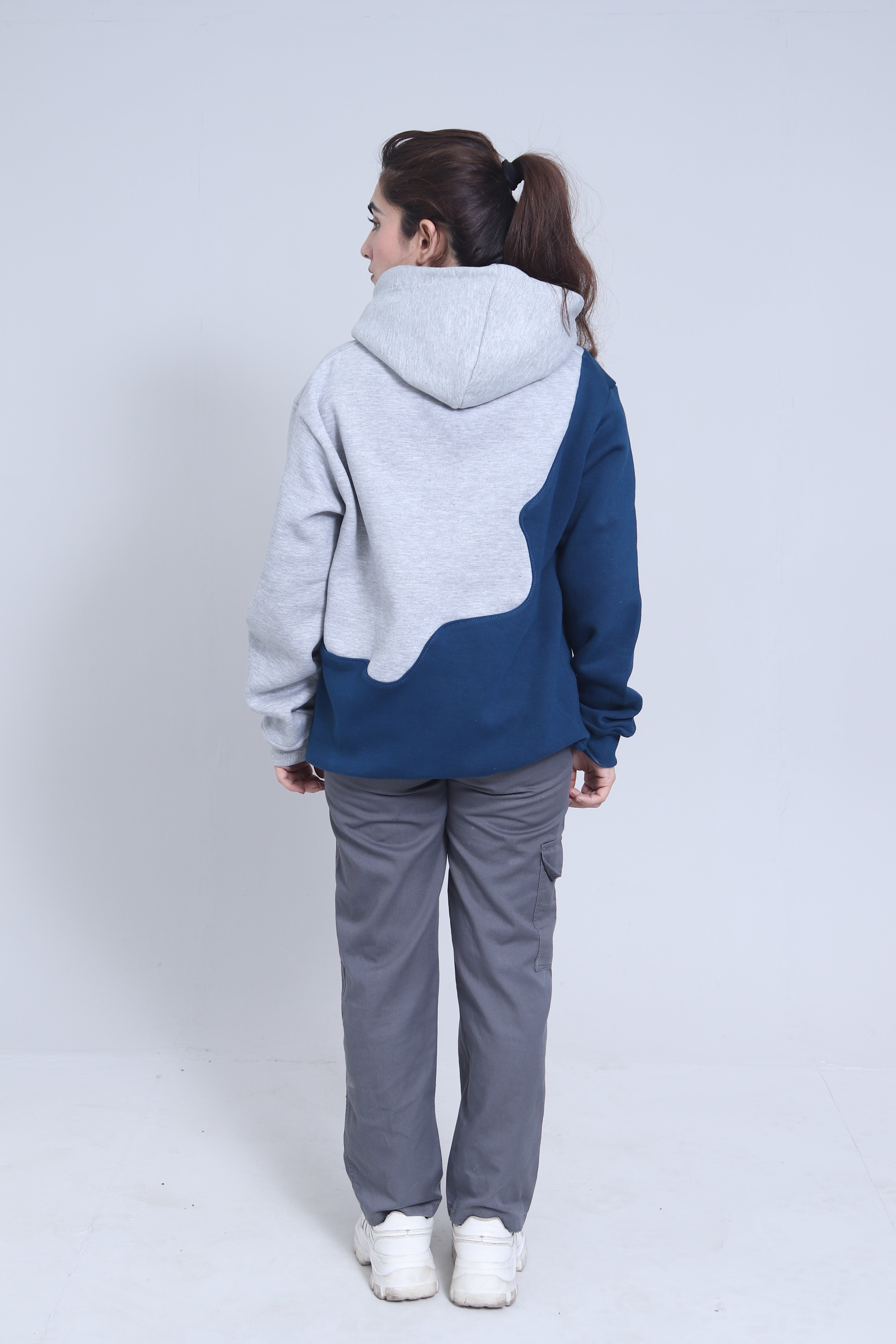Unisex Hoodie – Grey & Navy | Casual Pullover Sweatshirt