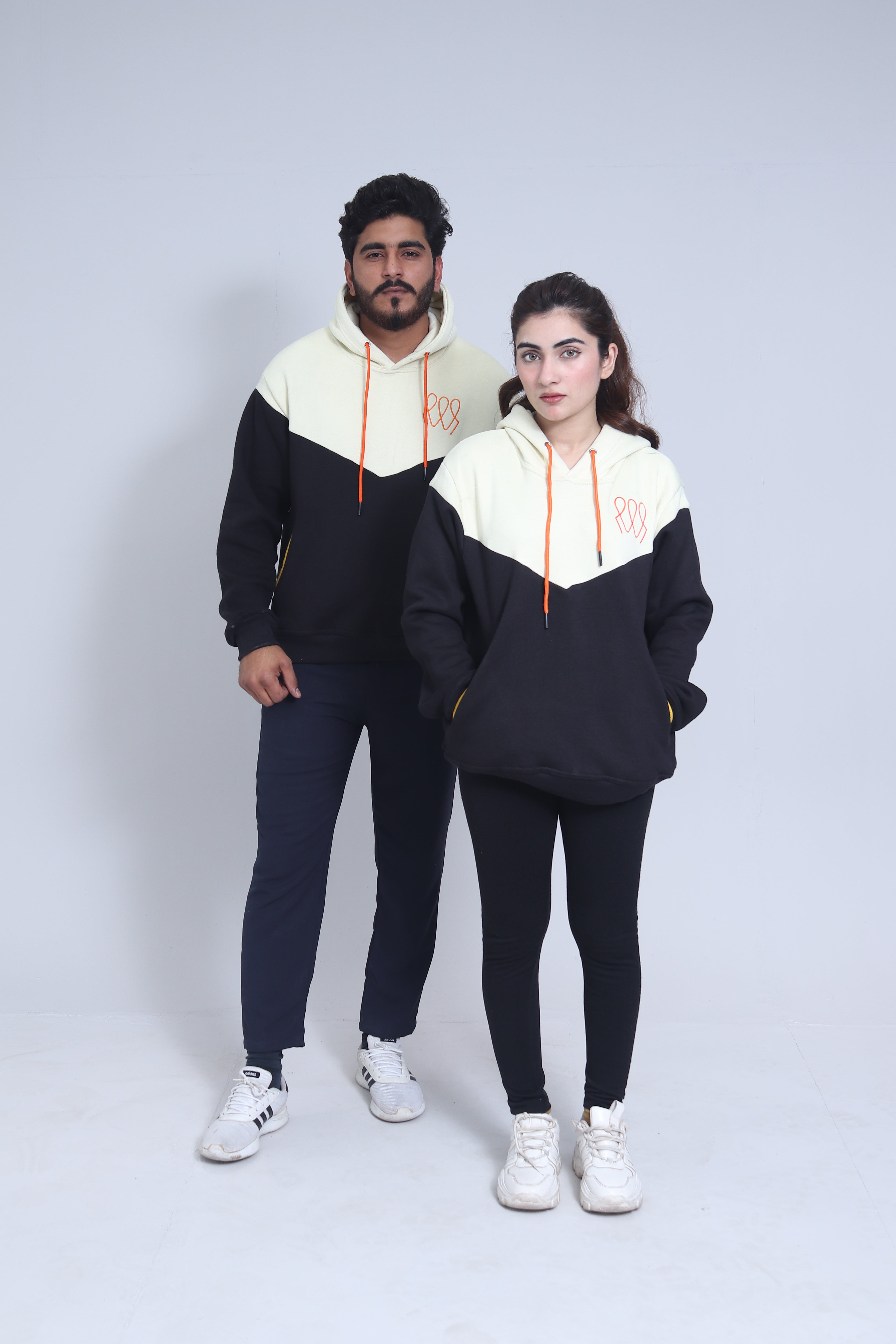 Ashwear Unisex Pullover - Black & Cream Hoodie
