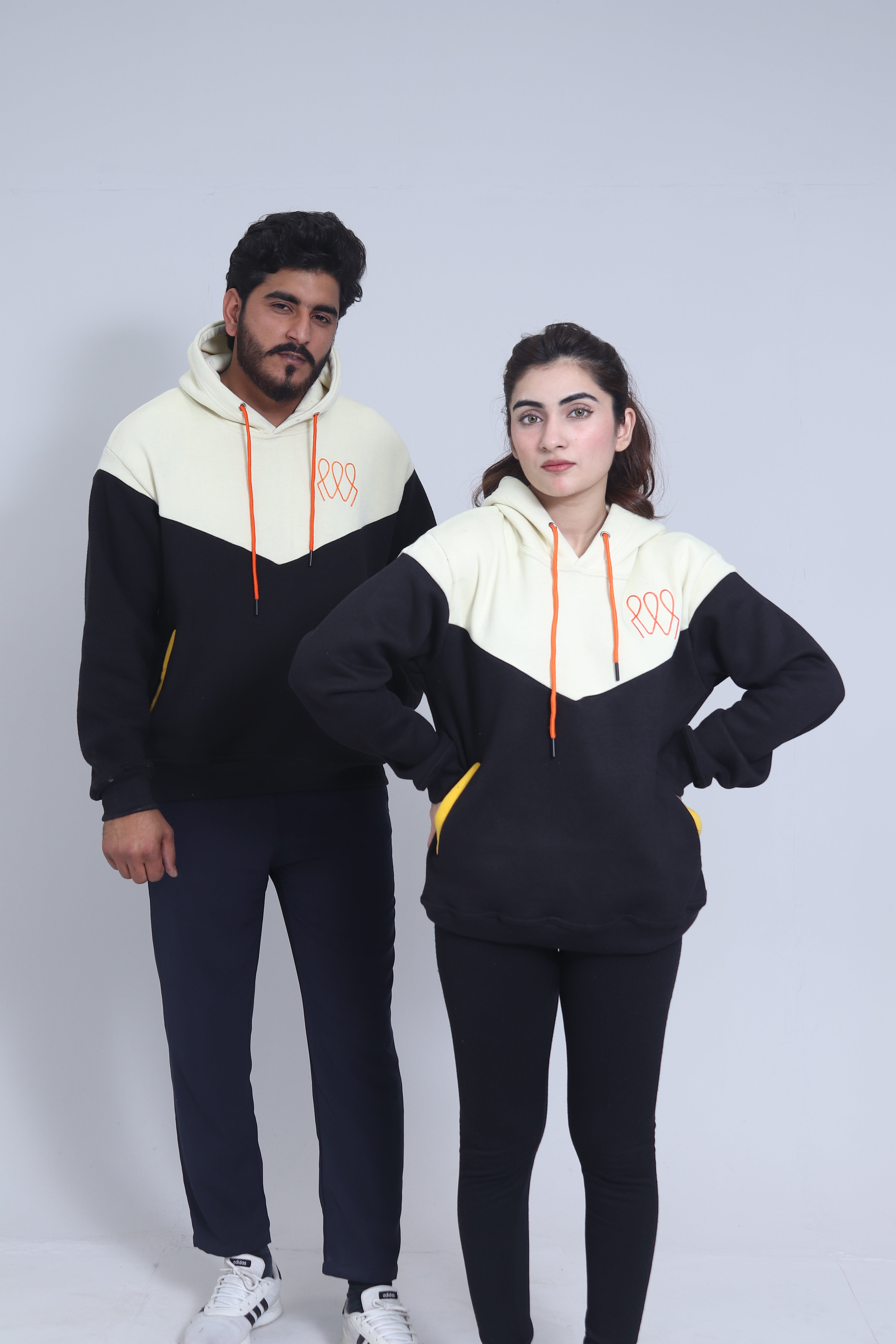Ashwear Unisex Pullover - Black & Cream Hoodie