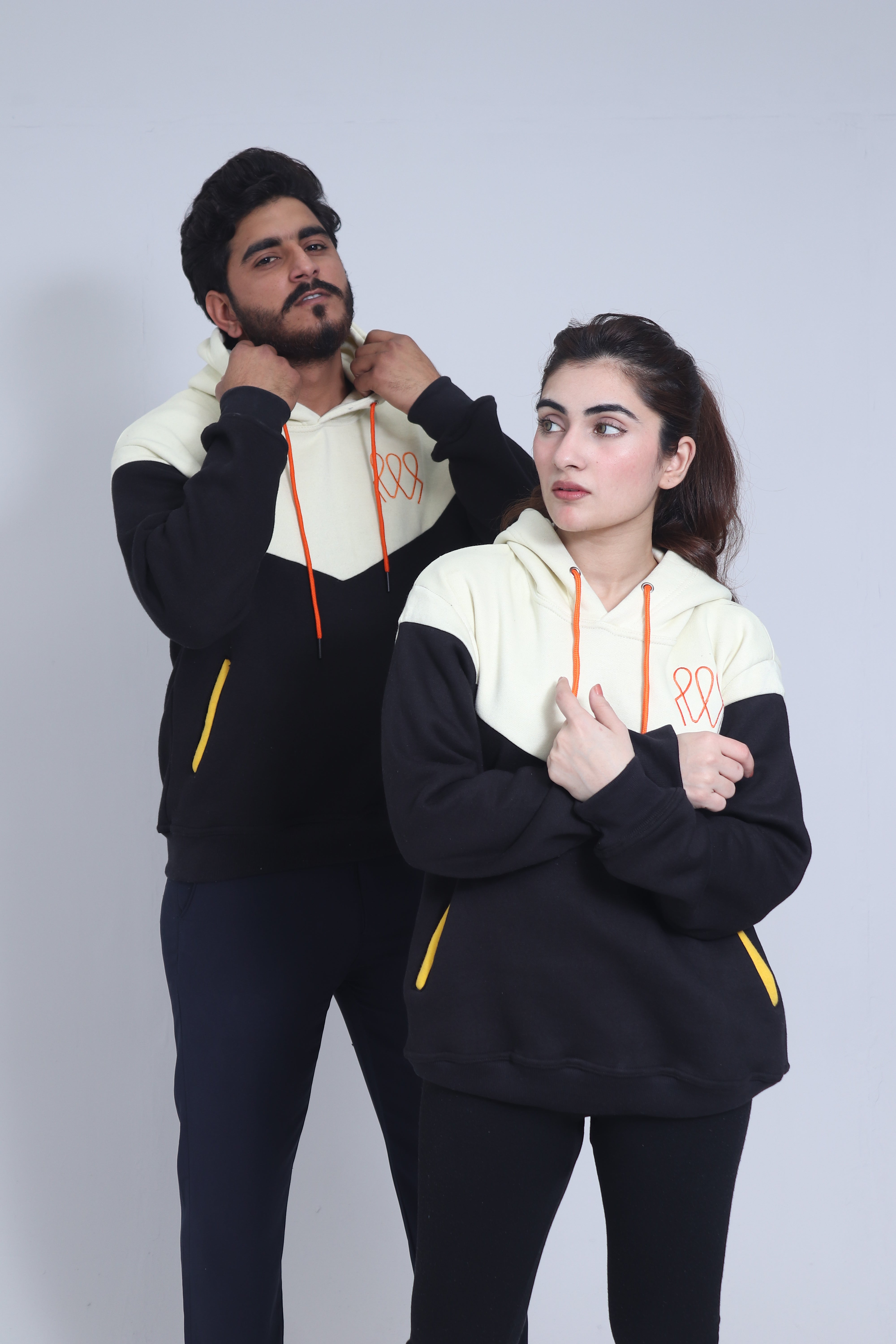 Ashwear Unisex Pullover - Black & Cream Hoodie